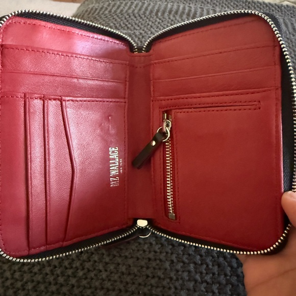 MZ Wallace Quilted Black Wallet with Red Accents Crosby - Picture 3 of 4